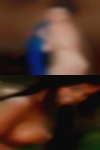 Naked woman shoving stuff